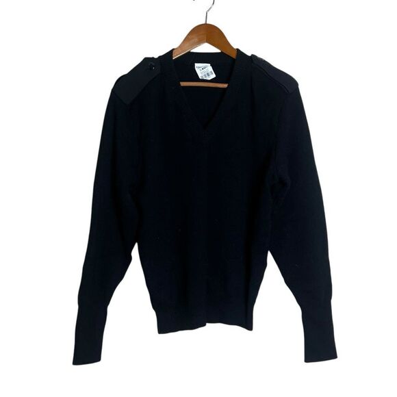 Logistik black 100% wool v neck uniform sweater - Picture 1 of 6